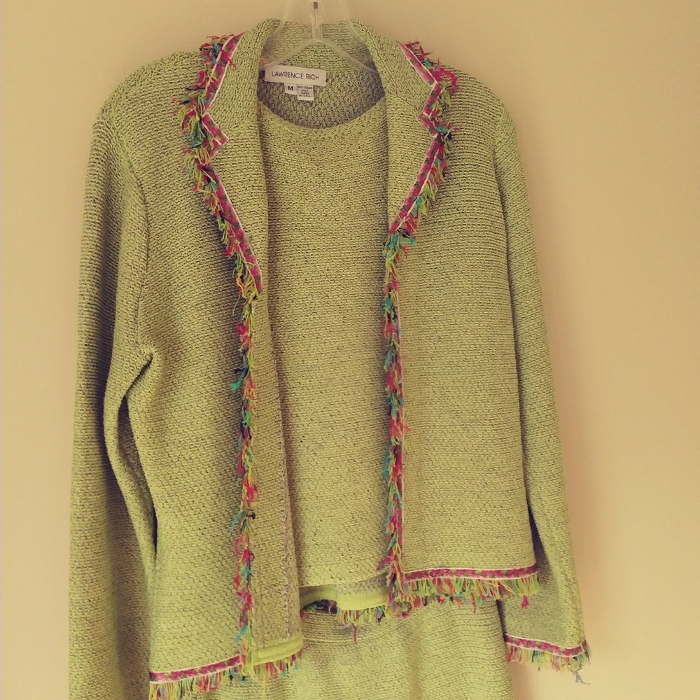3 piece Lawrence Rich Light Green Knit Suit